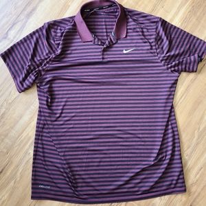 Nike Dri-Fit Golf Polo, size XL, Burgundy Stripe
